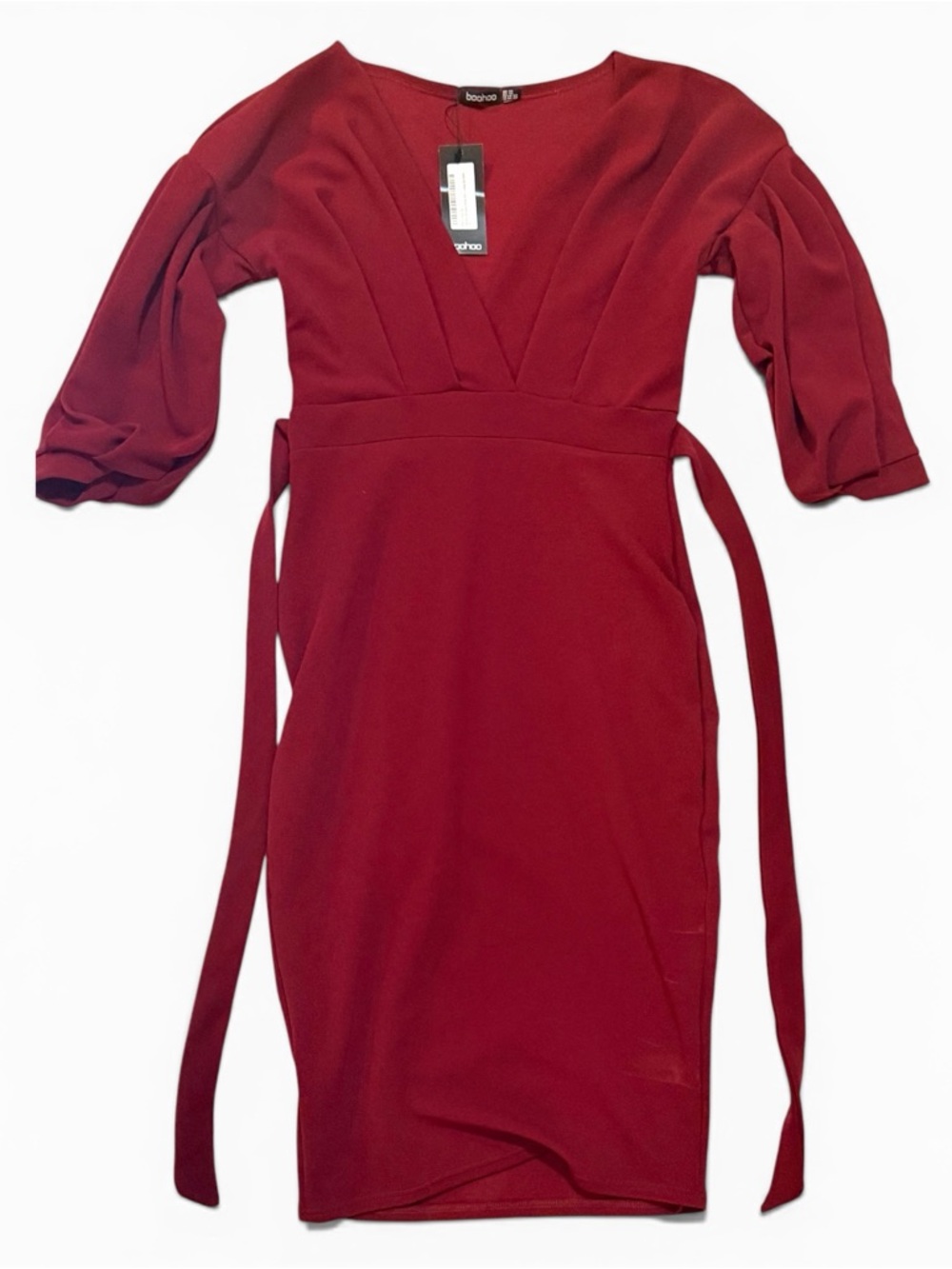 Boohoo Off Shoulder Berry Midi Dress Size 10
